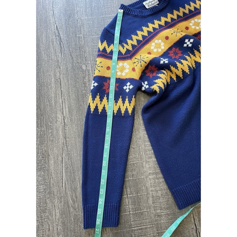Anthony Richard’s VTG Women Nordic Fair Isle Snowflake Knit Sweater Blue Size M - Picture 8 of 8